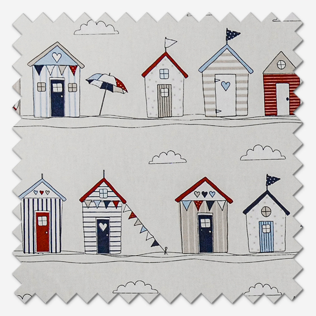 Fryetts Beach Huts Blue Roman Blind