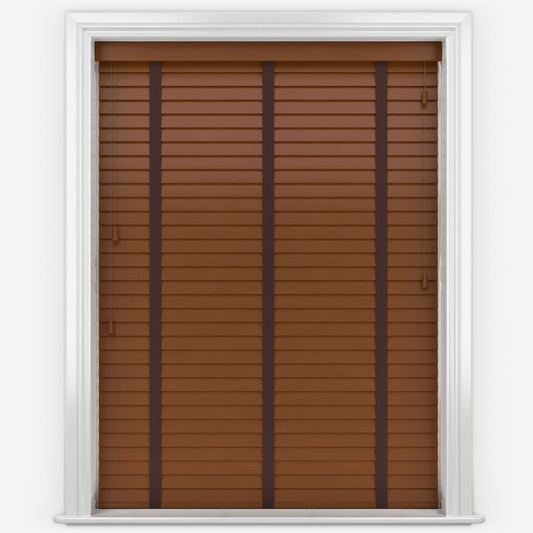 Decora Timberlux Prime Golden Oak with Cocoa Tapes Wooden Venetian Blind