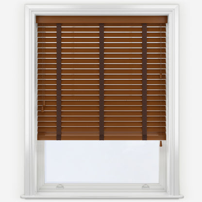 Decora Timberlux Prime Golden Oak with Cocoa Tapes Wooden Venetian Blind