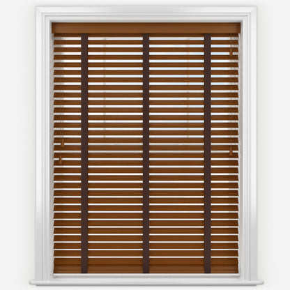 Decora Timberlux Prime Golden Oak with Cocoa Tapes Wooden Venetian Blind