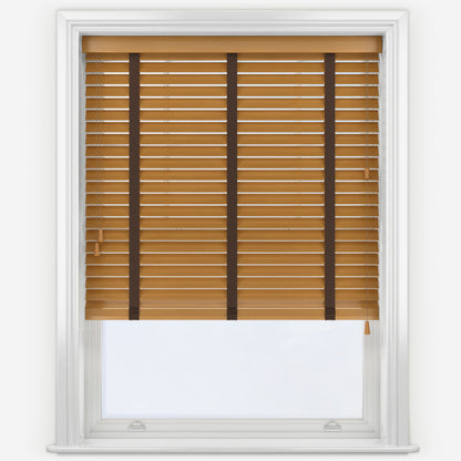 Decora Timberlux Prime Light Oak with Cocoa Tapes Wooden Venetian Blind