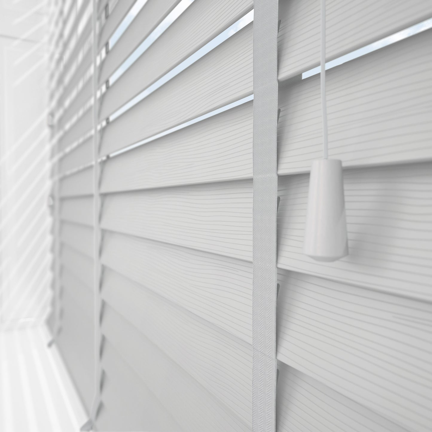 Decora Sunwood Fauxwood Mission Fine Grain with Lunar Tapes Faux Venetian Blind