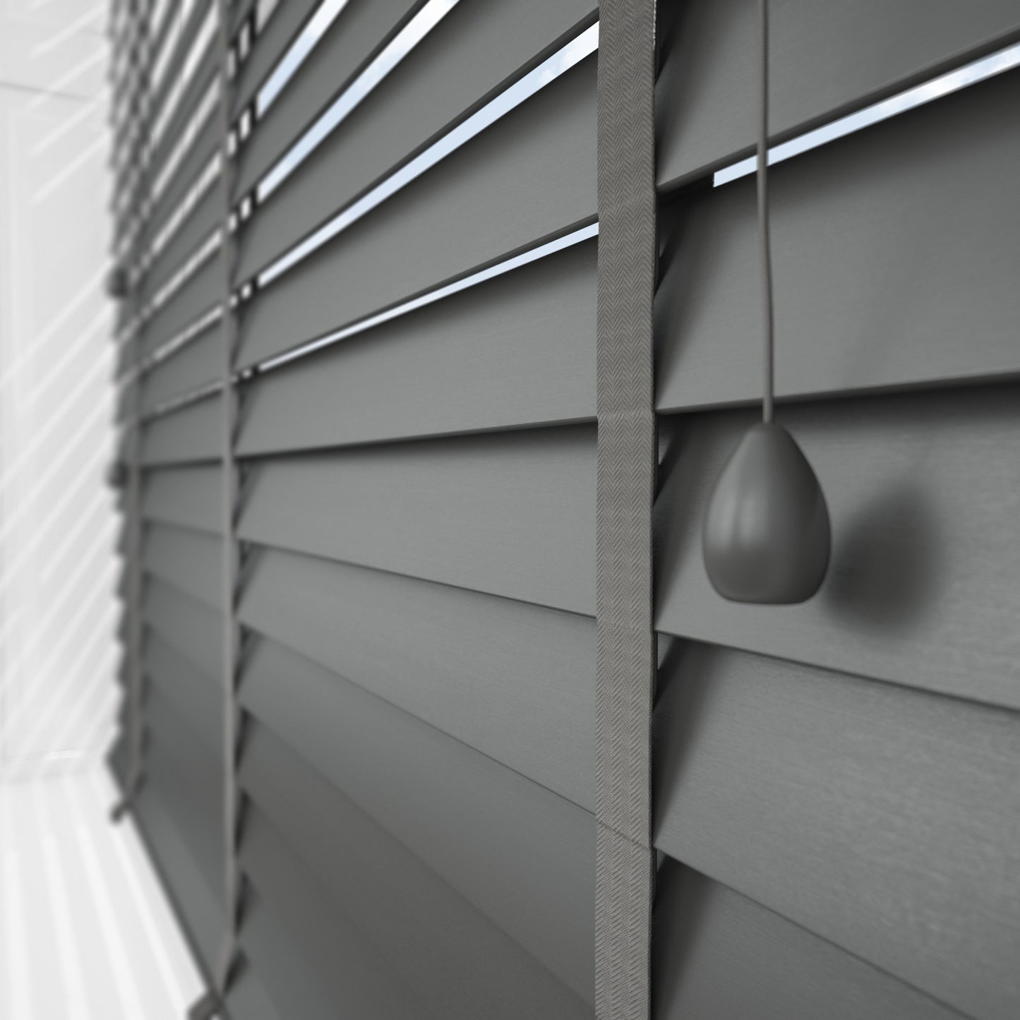 GB Pure Wood Slate Grey with Tapes Wooden Venetian Blind