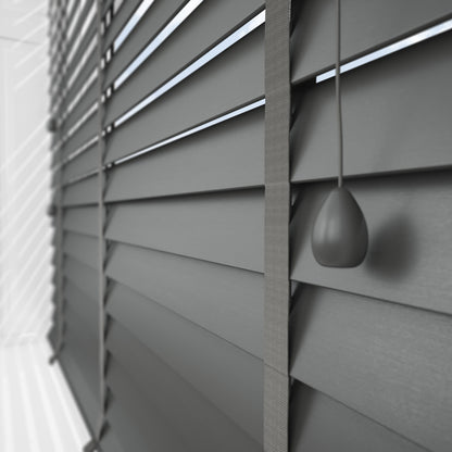 GB Pure Wood Slate Grey with Tapes Wooden Venetian Blind