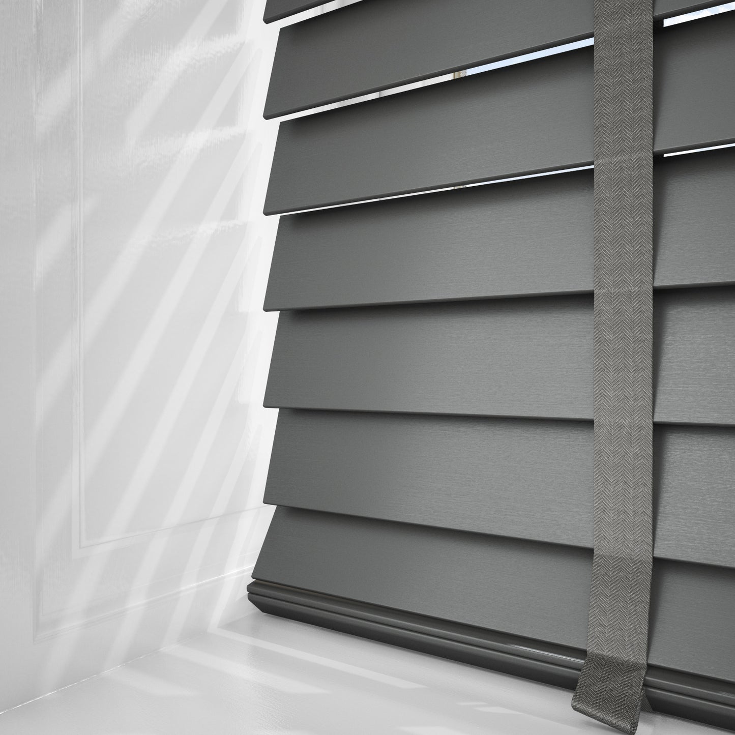 GB Pure Wood Slate Grey with Tapes Wooden Venetian Blind