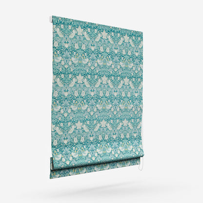 William Morris Strawberry Thief Teal Roman Blind