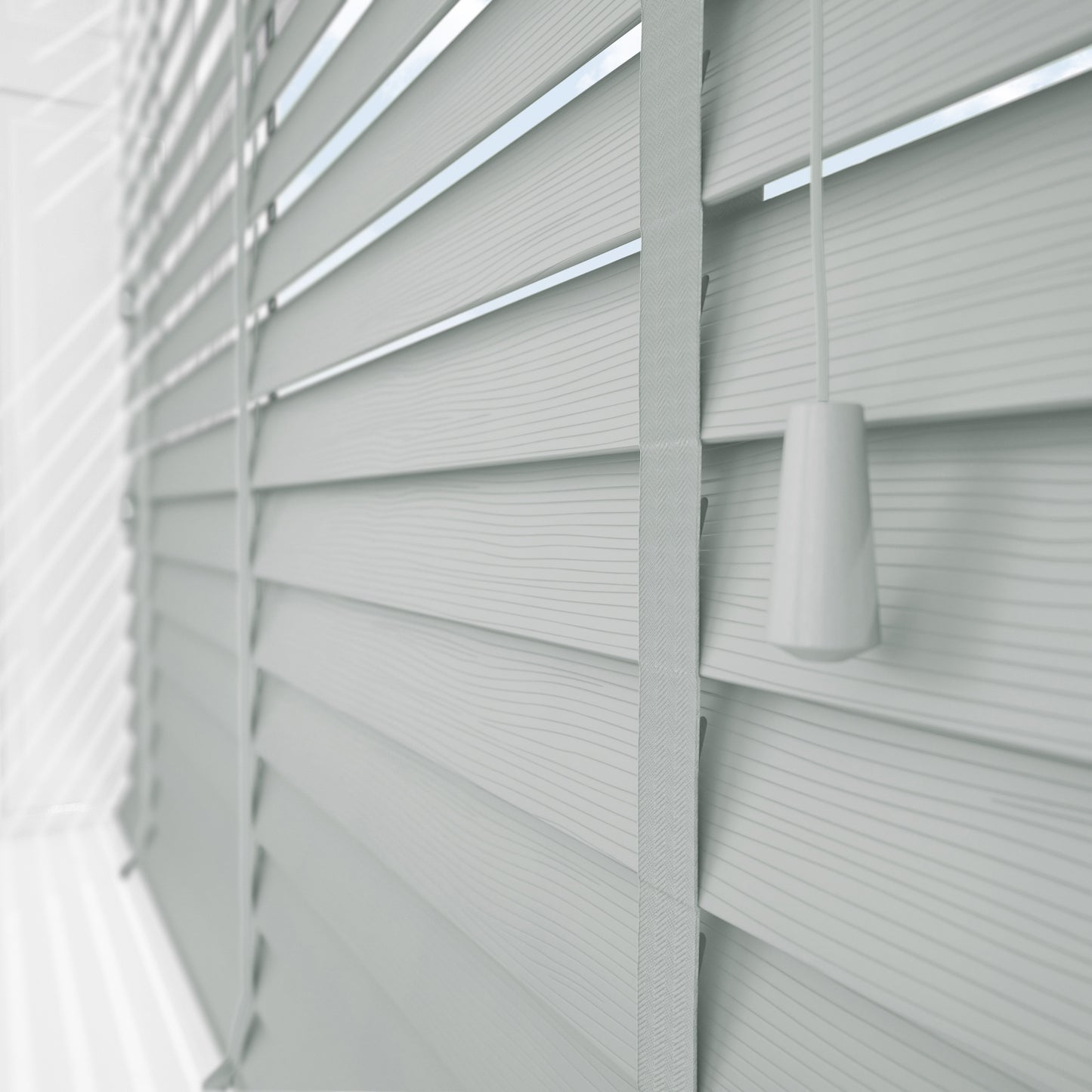 GB Wood Impressions Embossed Pigeon Grey with Tapes Faux Wooden Blind